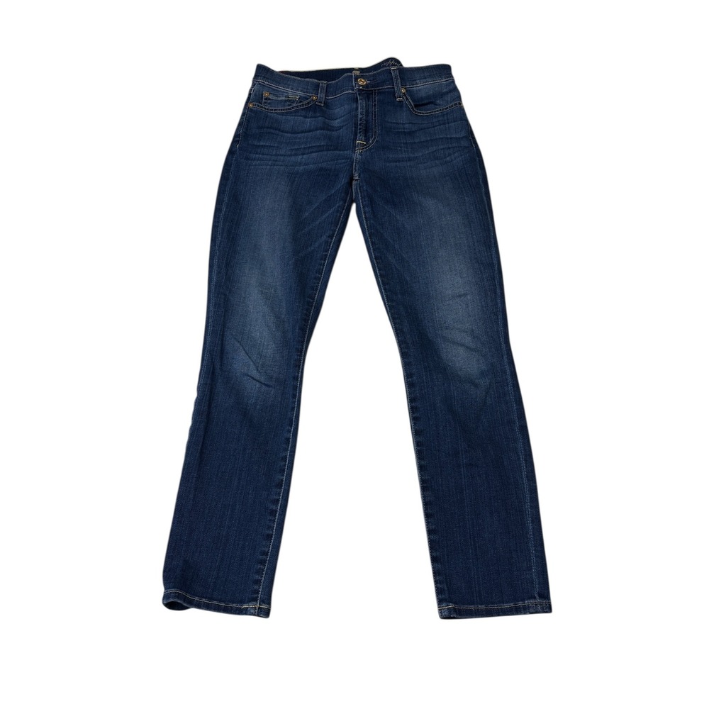7 For All Mankind Cropped Gwenevere Jeans Women's Size 27 30X26 Dark Wash Denim